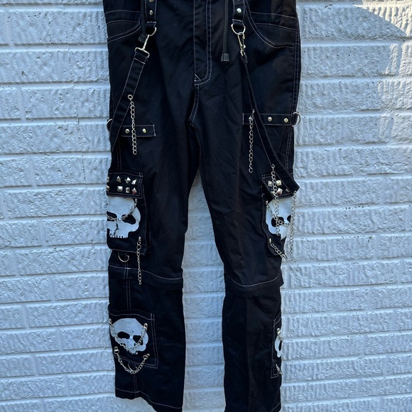 Gothic Cargo Style Skull Print Pants Size M - Picture 6 of 10